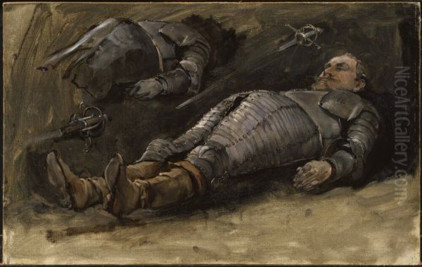 Study for the king in The Corpse of Gustav II Adolf of Sweden being carried on board in the Wolgast Harbour. - view 1