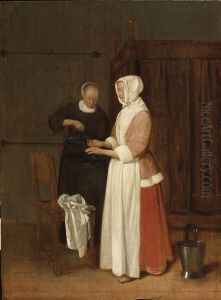 Dam som tvattar handerna by Quirijn van Brekelenkam