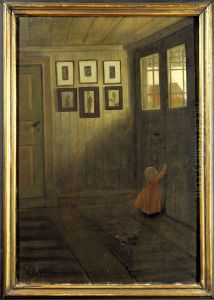 Flickan vid dorren. Interior fran konstnarens hem, Alvangen