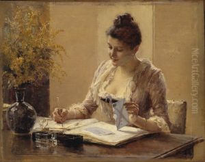 Dam som skriver brev by Albert Edelfelt