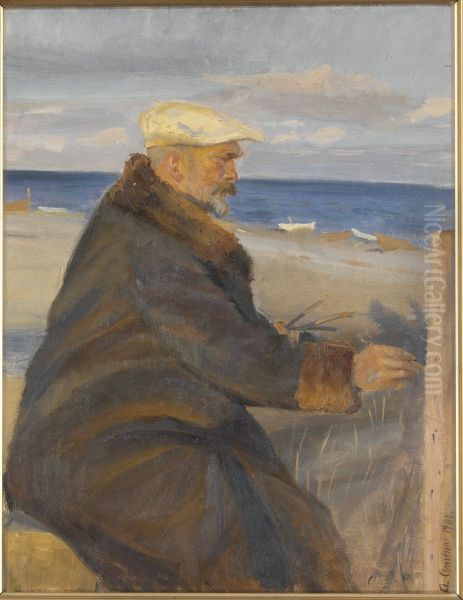Michael Ancher malande pa stranden - view 1