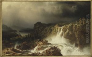 Klipplandskap med vattenfall