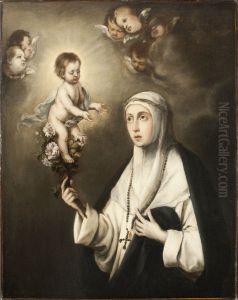 Den heliga Rosa fran Lima by Bartolome Esteban Murillo
