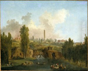 Utsikt over Merevilles slottspark by Hubert Robert