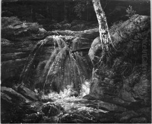 A Waterfall. Study by Johan Wilhelm Ludwig Dahl