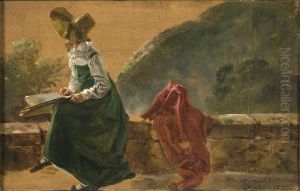 Princess Caroline Amalie Sketching in Naples. Study by Johan Wilhelm Ludwig Dahl