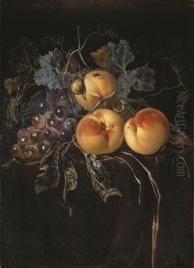 Still Life with Peaches and Grapes by Willem Van Aelst