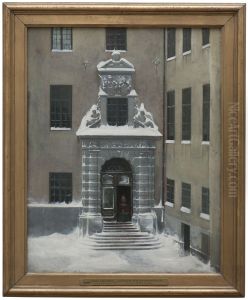 Vintermotiv fran Arvfurstens palats, Stockholm by Carl Stefan Bennet