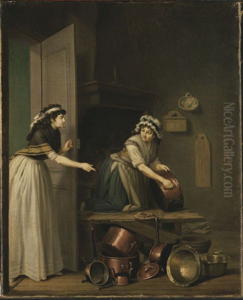 A Woman Furbishing Copper Pans - view 1