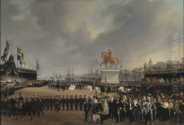 The Unveiling of the Equestrian Statue of Carl XIV Johan of Sw. in 1854 - view 1