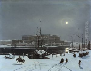 View of the Royal Palace of Stockholm. Winter by Carl Stefan Bennet