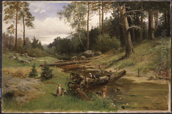 By the Brook in the Forest - view 1