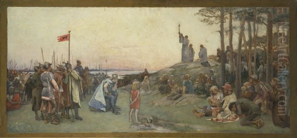 Ansgar Preaching Christianity. Second Proposed Decoration of the Walls in the Upper Hall of the Nationalmuseum - view 1