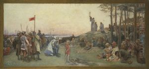 Ansgar Preaching Christianity. Second Proposed Decoration of the Walls in the Upper Hall of the Nationalmuseum by Gustaf Cederstrom