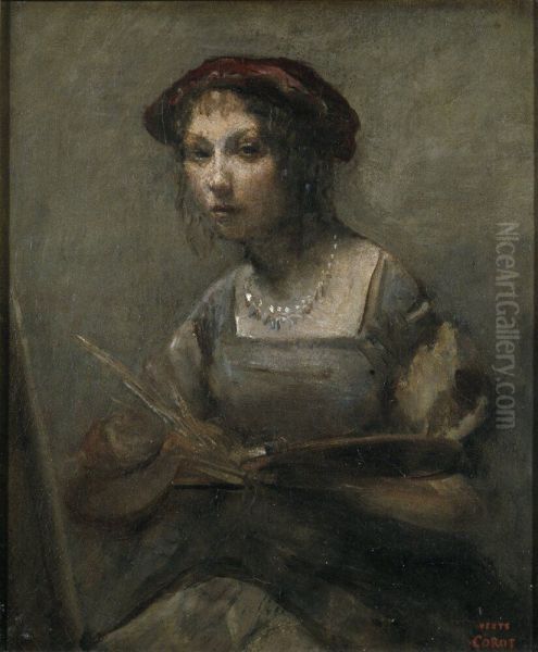 Young Girl Holding a Palette - view 1