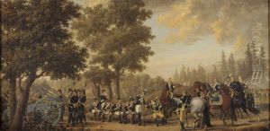 Gustav III och soldaten Gren. Episod fran ryska kriget 1789 by Pehr Hillestrom