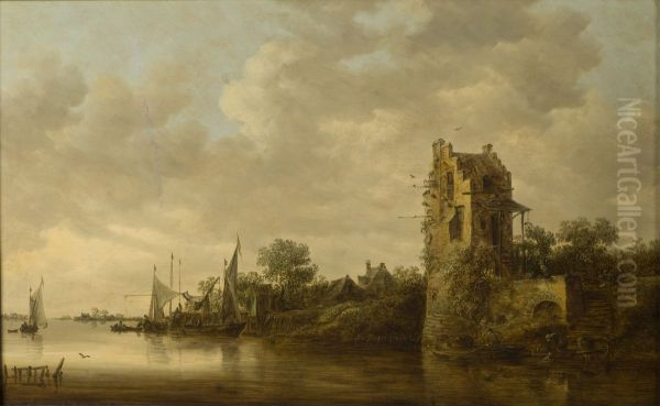 Riverside with an Old Tower - view 1