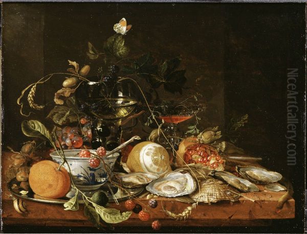 Still Life with Wine, Fruit and Oysters - view 1