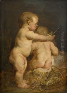 Two Naked Children with Grapes by Sir Anthony Van Dyck