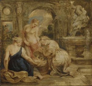 Cecrops dottrar finner Erichtonius. Skiss by (studio of) Rubens, Peter Paul