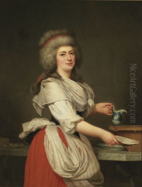 Drottning Marie Antoinettes vaninna, Madame A. Aughie, som mejerska i den kungliga mjolkkammaren vid Trianon - view 1