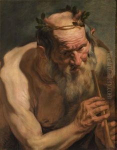 Old satyr holding a flute