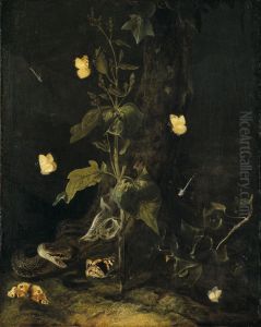Serpent and Butterflies in the Woods by Otto Marseus van Schrieck