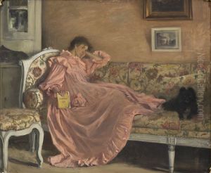 Carola i soffan by Gustaf Cederstrom