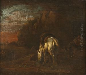 Landscape with a White Horse Grazing Landscape with a White Horse Grazing