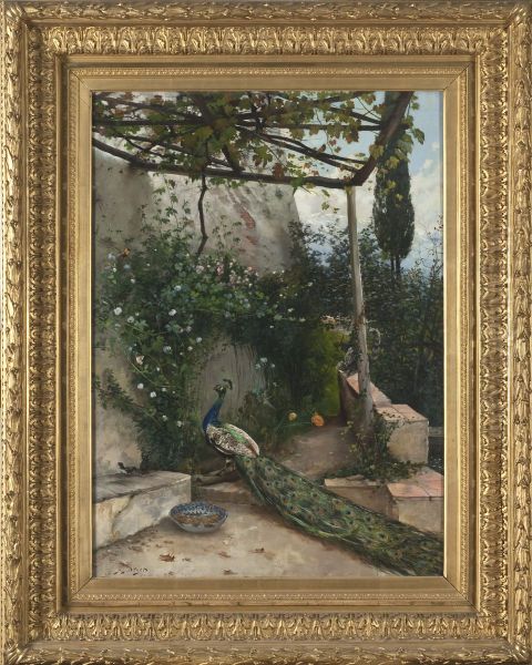 Terrace with Peacock, the Alhambra - view 1