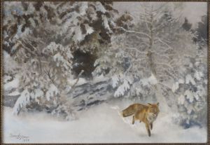 Fox in Winter Landscape by Bruno Andreas Liljefors