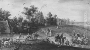 Landscape with a Country Road and a Watering-Place by Jan Brughel