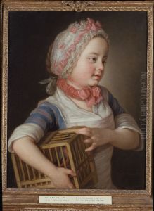 Girl with Bullfinch in a Cage by Per Krafft the Elder