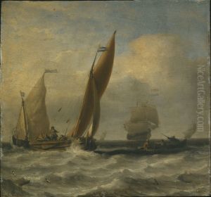 Fiskebatar pa havet by Willem van de Velde the Younger