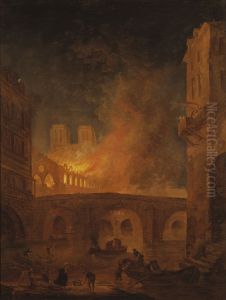 Eldsvadan i Hotel-Dieu i Paris 1772 by Hubert Robert