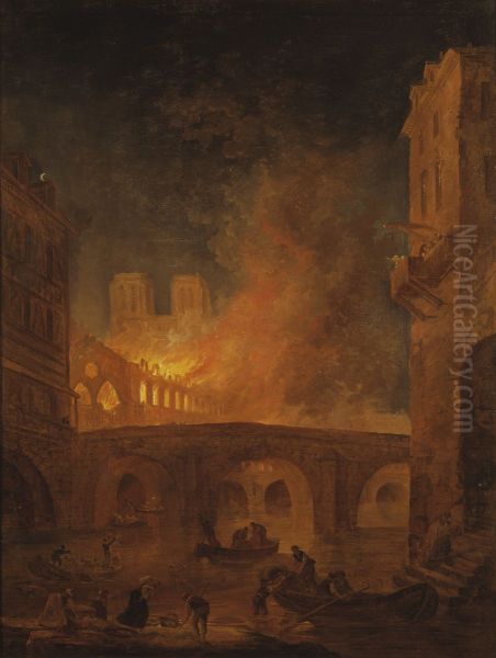 The Fire of Hotel-Dieu in Paris 1772 - view 1