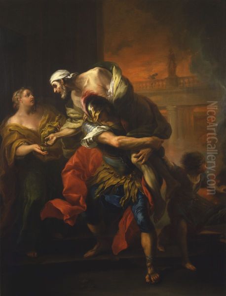 Aeneas raddar Anchises ur det brinnande Troja - view 1