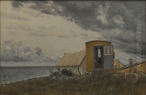 View of a Shore with the Artist's Wagon and Tent at Eno View of a Shore with the Artist's Wagon and Tent at Eno