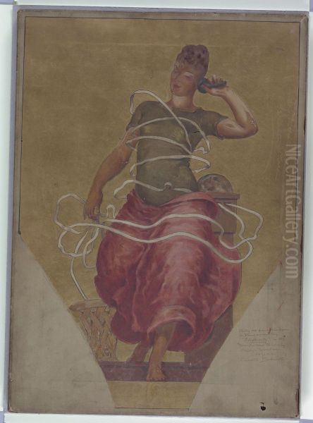 Painting, The Telephone and the Ticker; study for Manufactures Building, 1891-92 - view 1