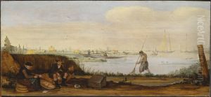 River Landscape with Boats and Fishermen by Arent Arentsz