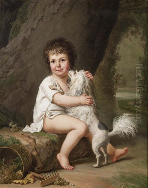 Two-year-old Henri Bertholet-Campan with his dog Aline - view 1