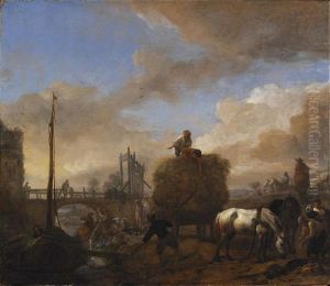 Hay Wagon near a River