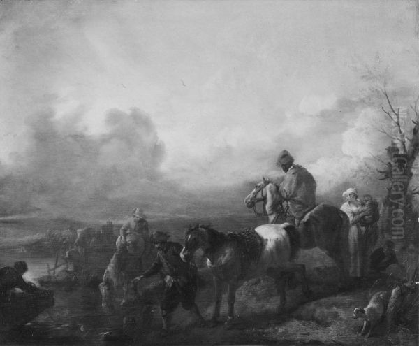 Horses Being watered - view 1