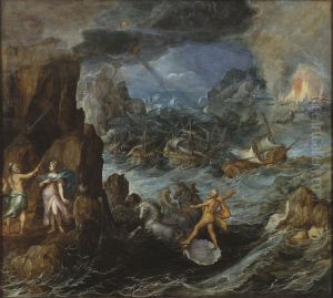 Grekiska flottans skeppsbrott pa hemvagen fran Troja by Joos de Momper the Younger