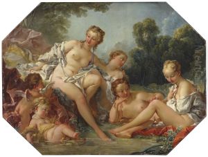Venus i badet omgiven av nymfer och amoriner by Francois Boucher