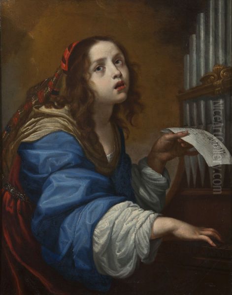 St Cecilia Playing the Organ - view 1