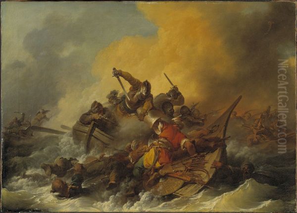 Strid pa havet mellan soldater och orientaliska pirater - view 1