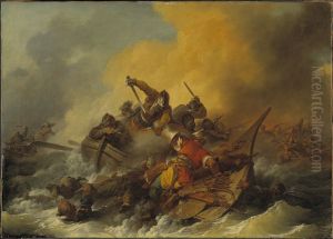 Battle at Sea between Soldiers and Oriental Pirates by Philip James de Loutherbourg