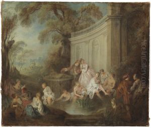 A Company Bather in a Park by Jean-Baptiste Pater