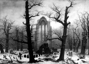 Monastery burial-ground under snow